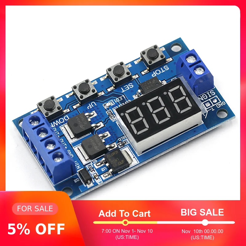 DC 12 В 24 в двойной МОП светодиодный цифровой реле задержки времени цикл запуска