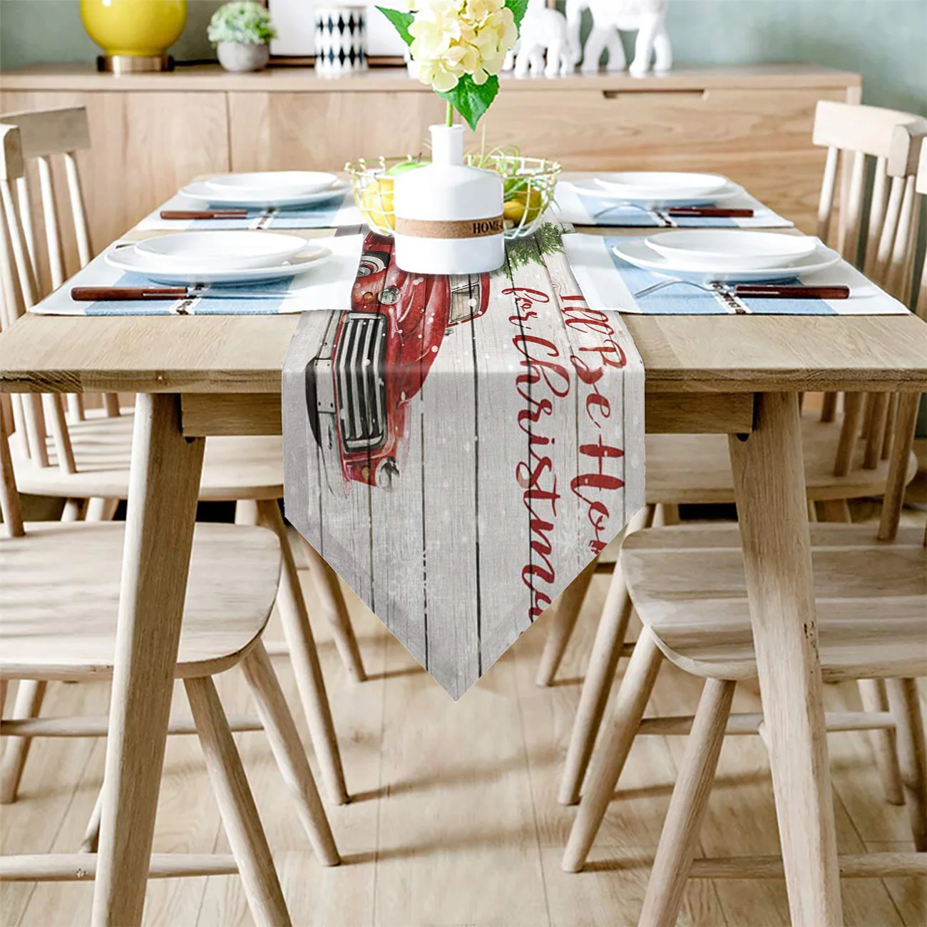 Рождественская елка красная деревянная доска напечатанная настольная дорожка