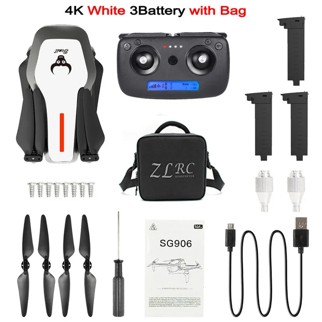 4K 3B BAG White SG906 gps бесщеточный Профессиональный Дрон 4K HD X50 зум Камера 5G Wifi FPV складной Квадрокоптер RC вертолет селфи дроны X pro - Цвет: 4K 3B BAG White