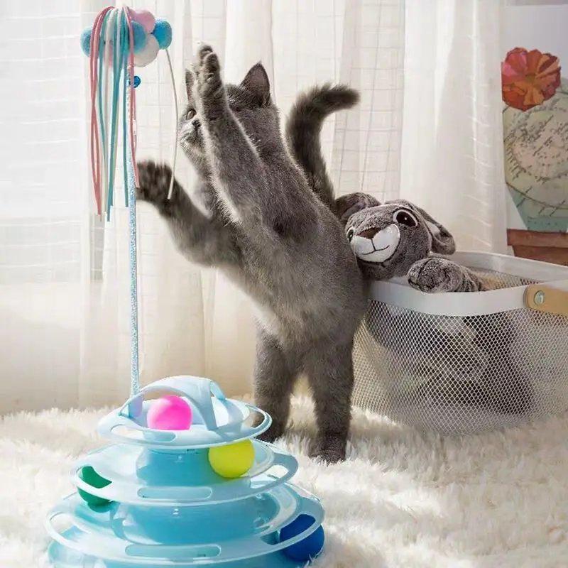 Cat Ball Toy Pets Interactive Toys 3/4-Layer Plastic Tower Tracks IQ Training Amusement Turntable Pet Supplies | Дом и сад