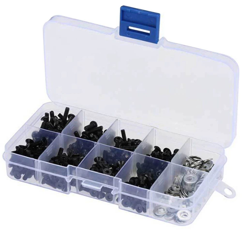 

340pcs RC Screws Kit Repair Tool M3 Flat Head/Round Head &M3 M4 Flat Washers For 1:10 HSP Redcat Traxxas Tamiya SCX10 HPI RC Car