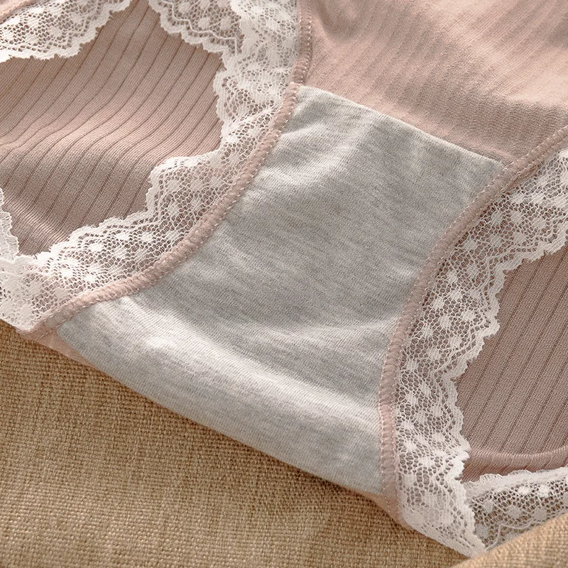 Girls Cute Lace Panties Cotton Breathable Underpants Mid-Rise Underwear Skin-Friendly Briefs Soft Female Lingerie Hot - купить по