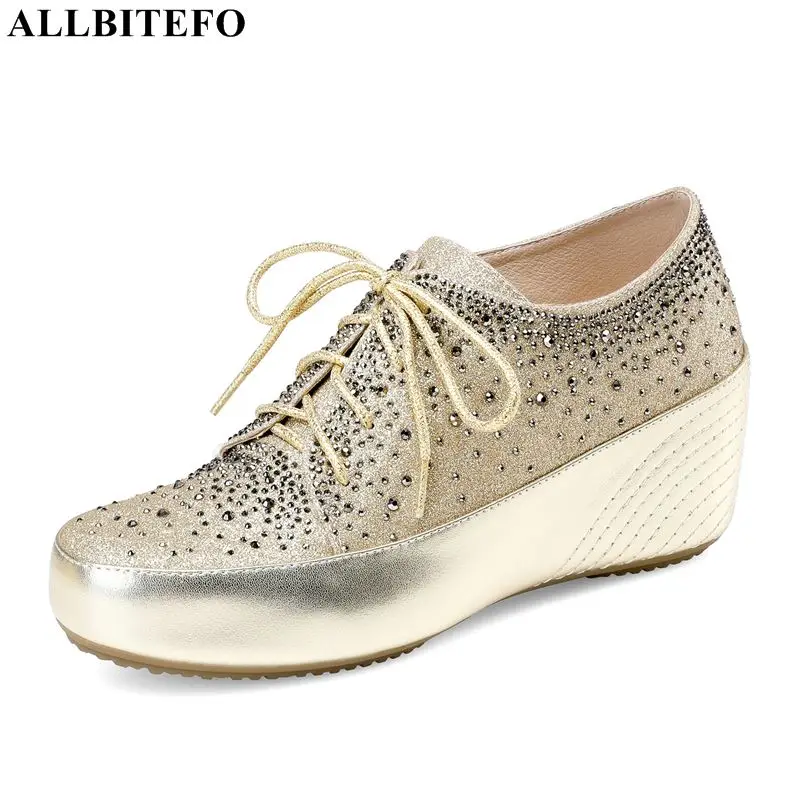 

Женские туфли на высоком каблуке ALLBITEFO, натуральная кожа и стразы, Повседневная офисная обувь