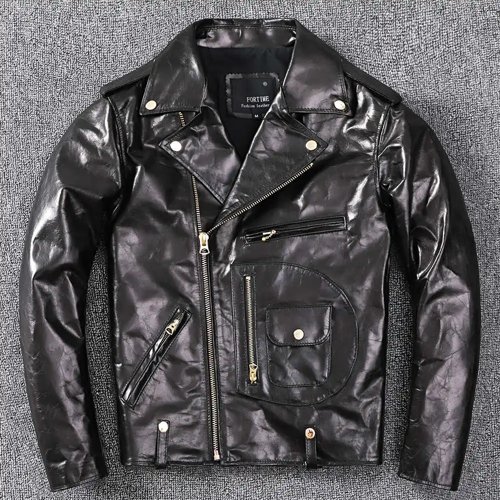 

Классическая винтажная мотоциклетная куртка 0,9 мм из твердой дубленой овчины с кристаллами, мужское весеннее пальто из натуральной кожи