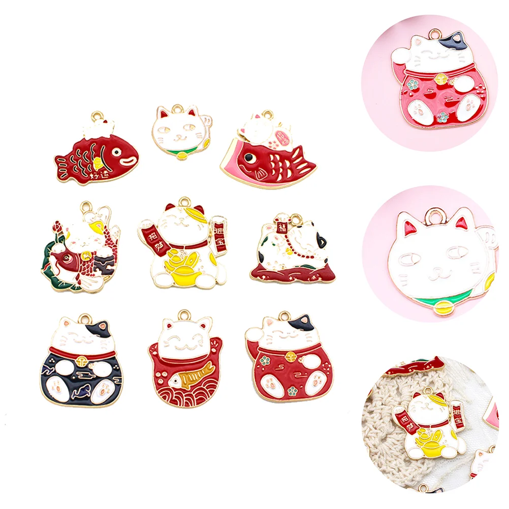 

9Pcs Lovely Cat Shaped Charms Pendants for DIY Earrings Necklace Bracelets