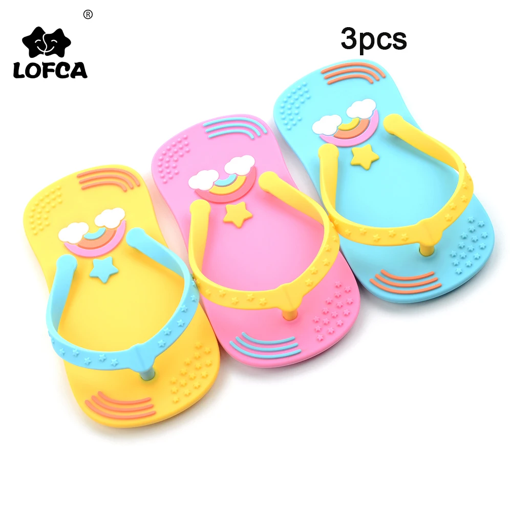 LOFCA 3 шт. Детские Прорезыватели красочные шлепанцы без бисфенола пищевого