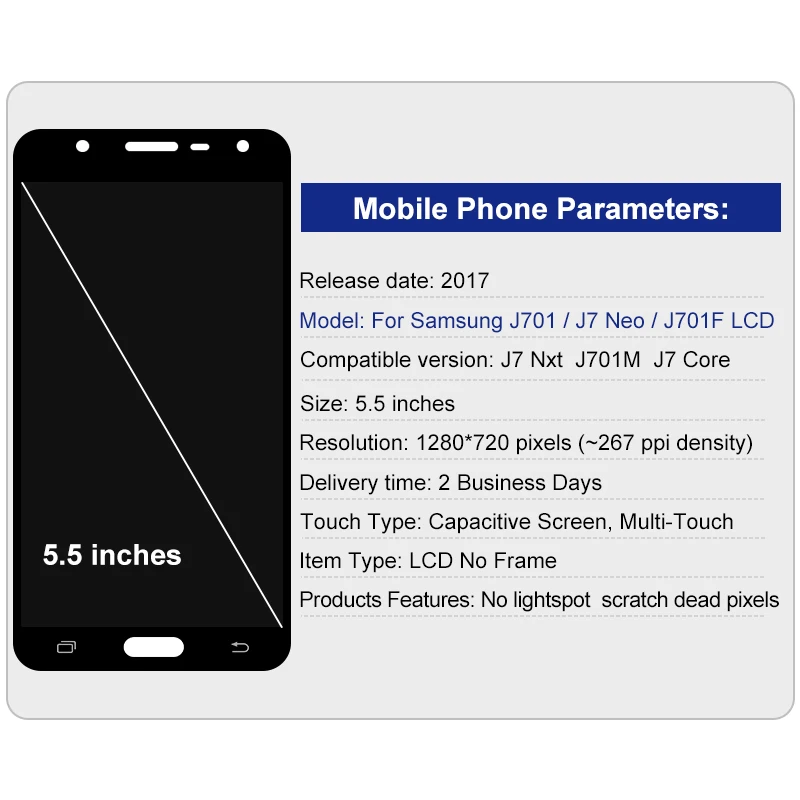ЖК-дисплей 5 дюйма Super Amoled для Samsung Galaxy J7 NEO J701 J701F J701M Neo Core с сенсорным экраном и