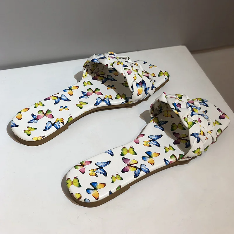 

New Flip-flops Summer Hot Style Flat-bottomed Color Style Fashion All-match Color Handmade Open-toed Woven Female Sandals