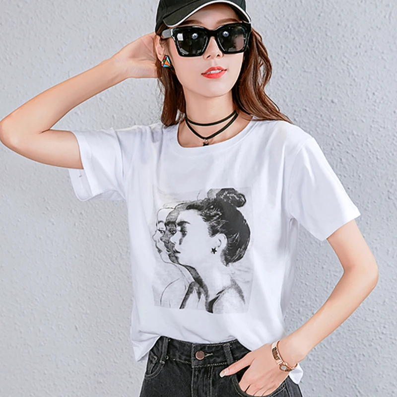 Летние Новые Модные Стиль принт Повседневное хлопок короткий рукав Для женщин