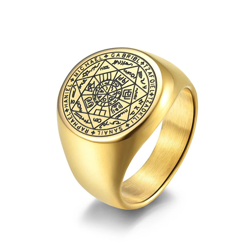 

Best Friend Hip-Hop Elf Star Heptastar Titanium Steel Men'S Ring Mystery Star Rune Tide Artist Ring Custom Accessories