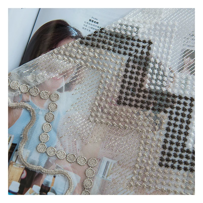 Коричневые прозрачные Занавески с вышивкой для окон гостиной современные