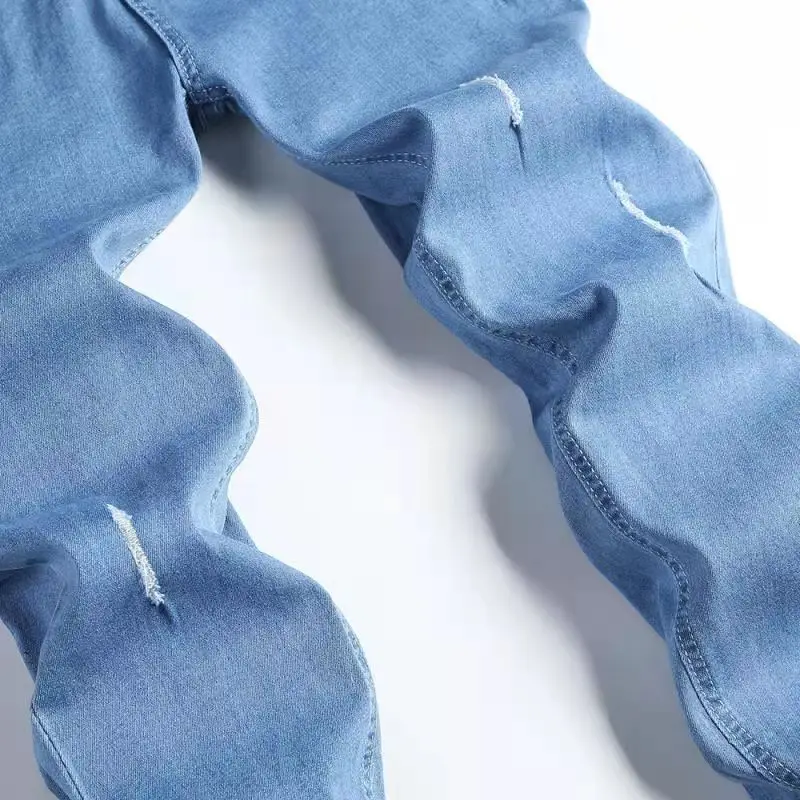 

2021 Spring Male Stripe Slim Biker Sweatpants Outwears Pants Skinny Trousers Men's Jeans Pants Litthing Casual