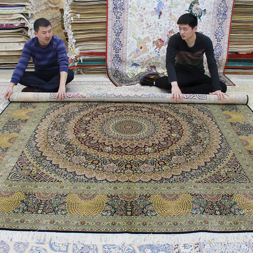 Goedkoop Yilong 8 'X 8' Vierkante Handgemaakte Iran Zijden Kleed Oosterse Unieke Zijden Tapijt Decoratie (TJ051)