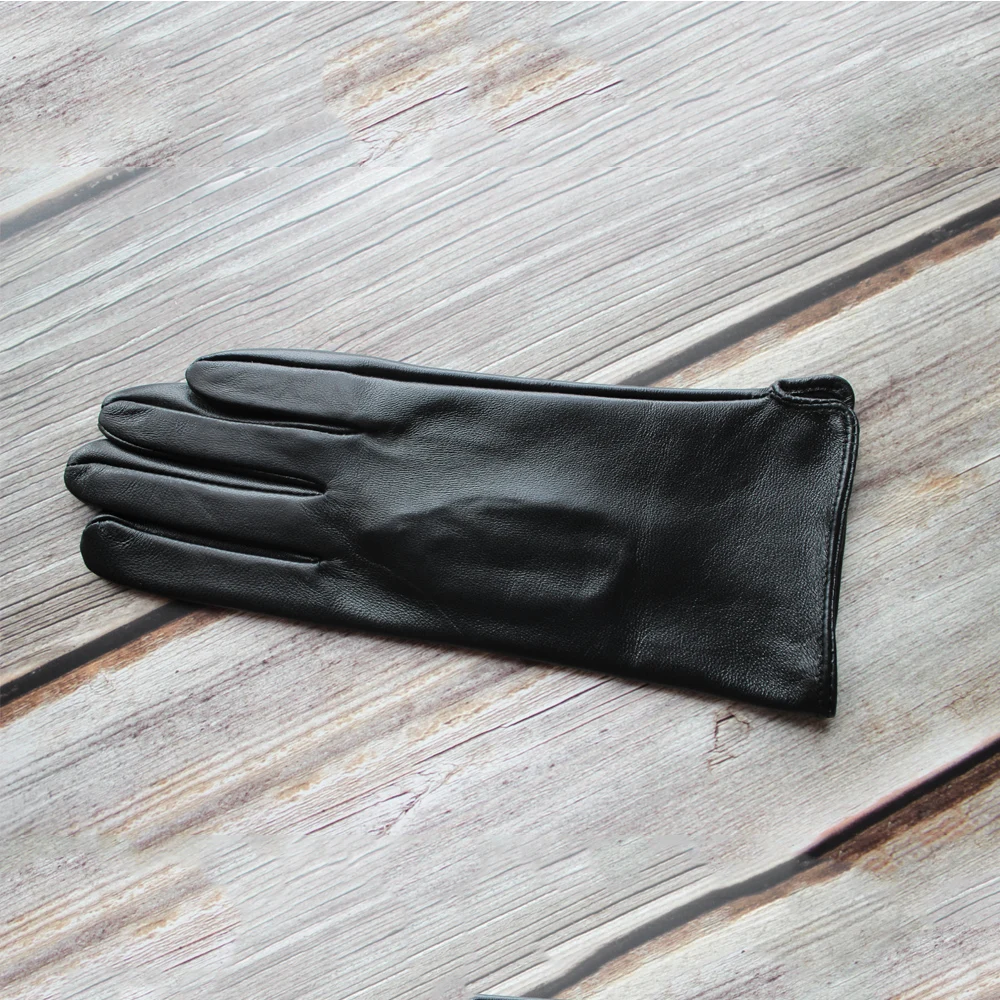 Bickmods New Women Black Fashion Touchable No Inside Straight Style Genuine Leather Sheepskin Thin Section Gloves | Аксессуары для