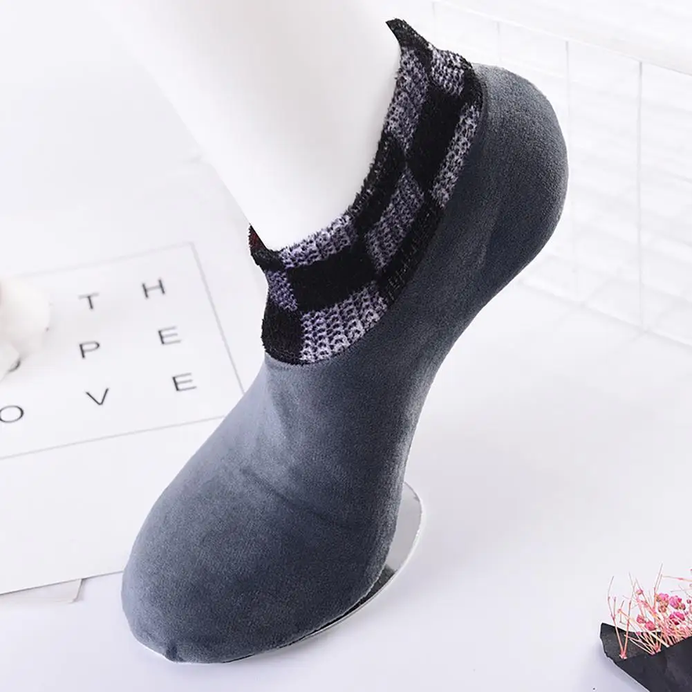 

Men Winter Leopard Print Non-Slip Double Layer Plush Thickening Warm Floor Socks
