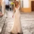 Женское кружевное свадебное платье с юбкой годе, платье с длинным рукавом и V-образным вырезом из тюля, платье невесты с пуговицами и шлейфом, 2021 - изображение