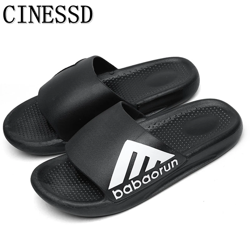 

CINESSD Men Slippers Non-slip Male Slides three stripes shoes Thick Sole Non-slip luxury brand Sandals Summer Slides