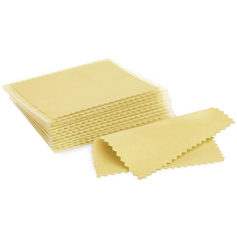 

200Pcs Premium Jewelry Cleaning Cloth, Silver Polishing Cloth Individually Wrapped (Yellow, 3.15 inch x 3.15 inch)