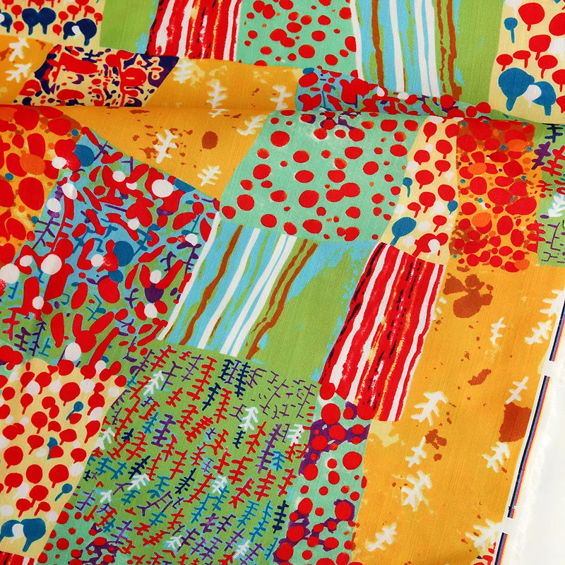 

National wind geometry abstract pattern cotton and linen cloth colored tablecloth pillow fabric DIY manual accessories