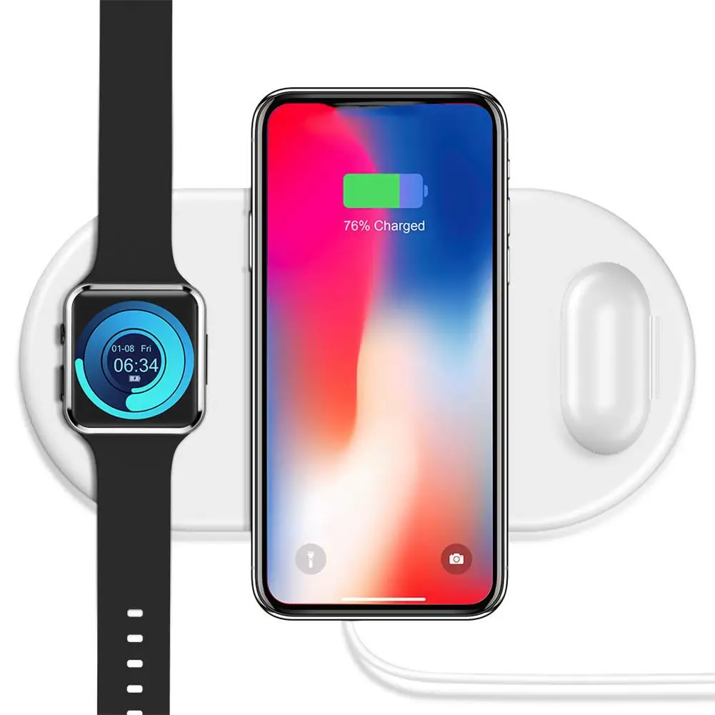 3 в 1 Беспроводное быстрое зарядное устройство для iPhone X XR Xs Max для Apple Watch iWatch AirPods мобильный телефон Быстрая зарядка
