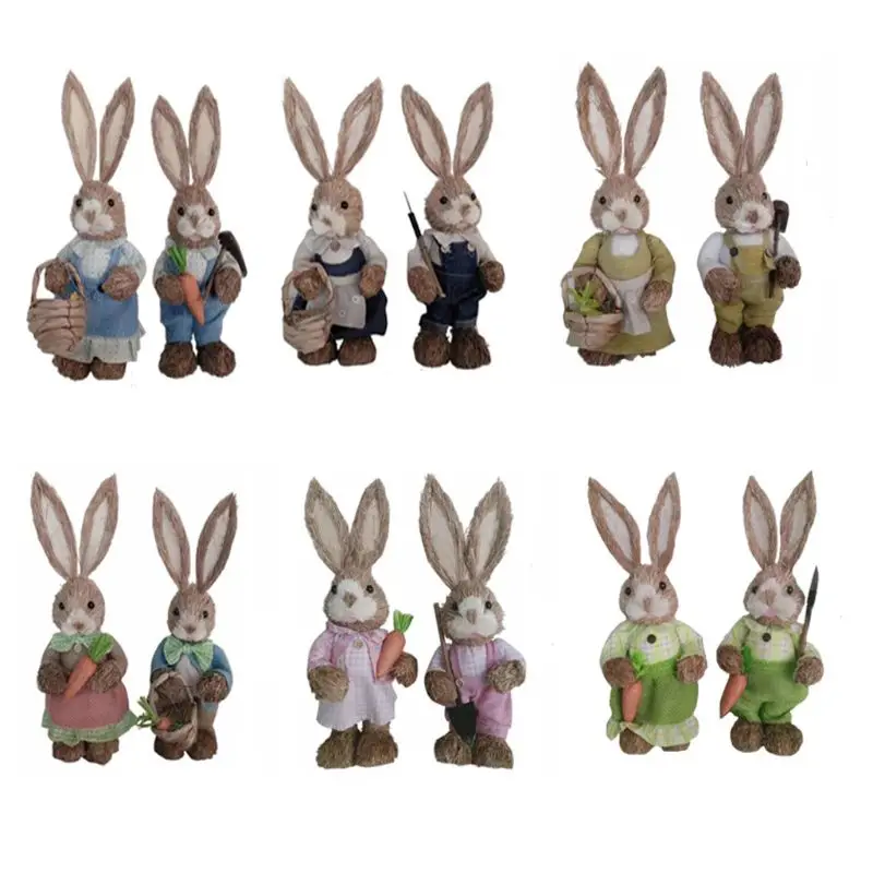 

Cute Straw Rabbit Bunny Easter Decorations Holiday Home Garden Wedding Ornament