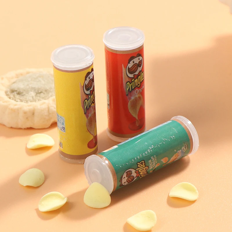 

1 set/3 pcs Simulation Potato Chips Bottle Dollhouse Miniature Play Kitchen Food Pullip 1/6 Doll New~