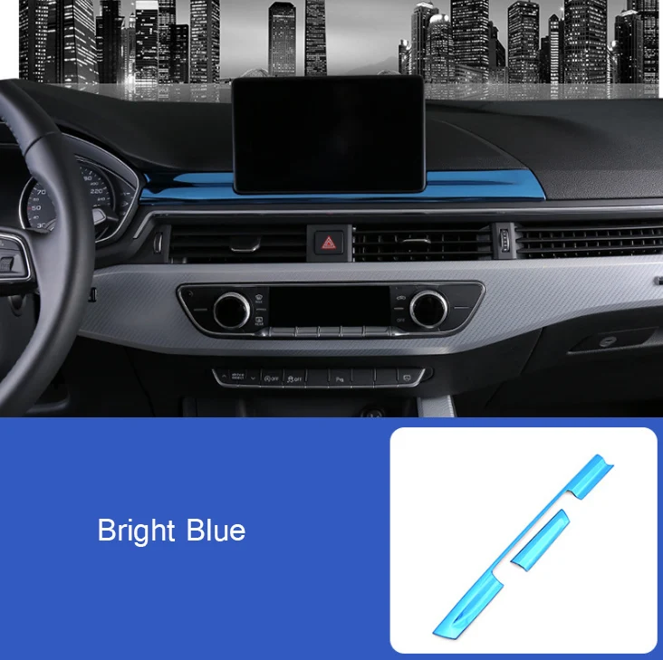 Bright Blue Автомобильный Стайлинг навигационный экран Защитные Чехлы наклейки центр управления полоса панель для Audi A4 b9 A5 интерьер авто аксессуары - Название цвета: Bright Blue