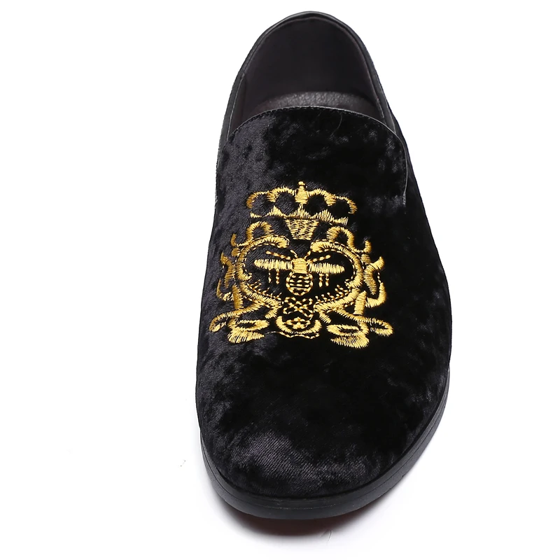 Men's Suede Soft Penny Loafers Embroidered Design Flat Slip-On Formal Men's Velvet Loafer Dress Shoes Size 6~13 chaussure homme