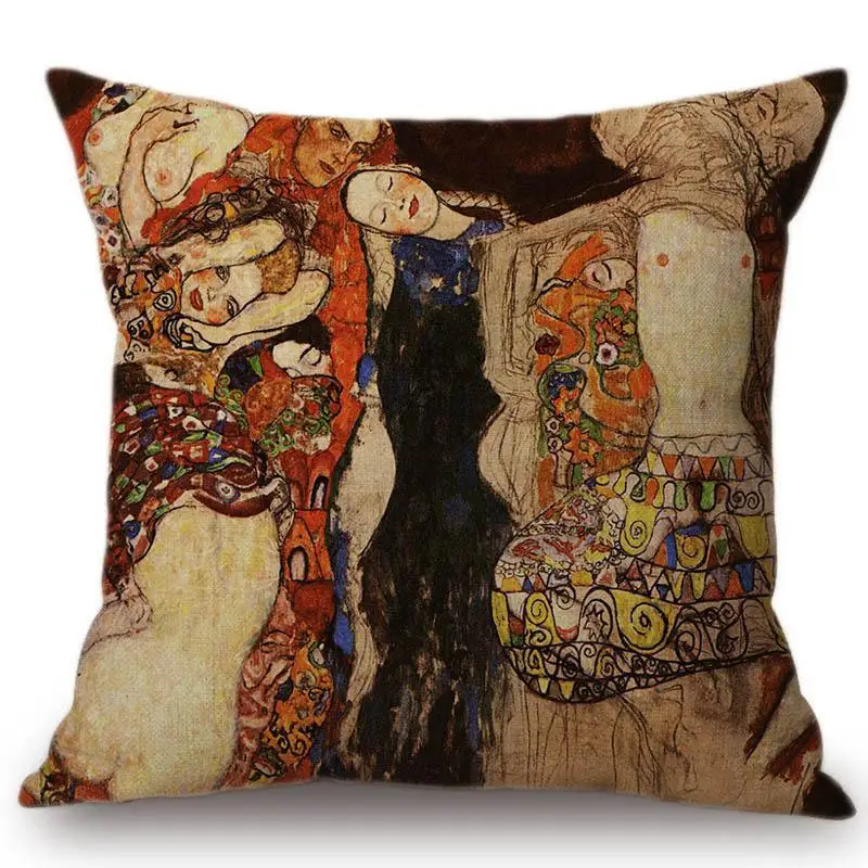 Подушка для стула Gustav Klimt раскрашенная вручную сексуальная цветная подушка