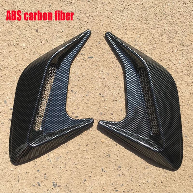 ABS carbon fiber 2 шт. автомобильные аксессуары ABS универсальный Автомобильный декоративный воздушный поток Впускной лопатка Vent Крышка Капота для автомобиля SUV - Цвет: ABS carbon fiber