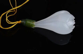 Jew3115 Hetian green jade jasper necklace pendant white chinese emerald flower floral | Украшения и аксессуары