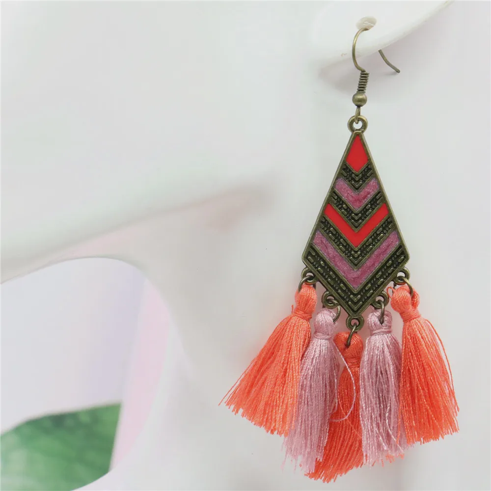 Лидер продаж модные длинные серьги кисточки в новом стиле оранжевого цвета