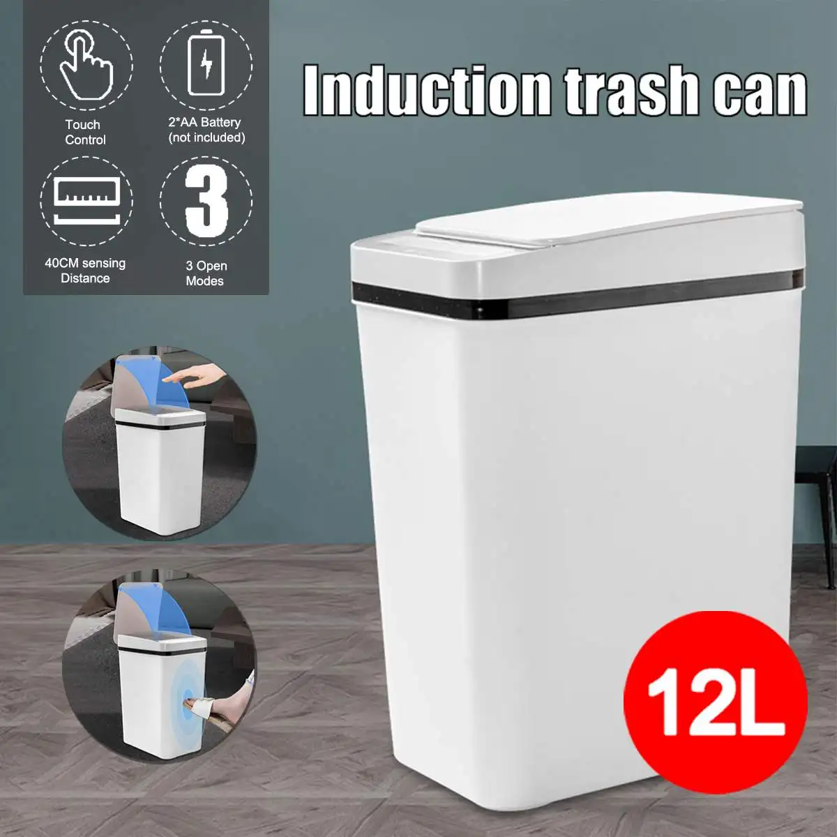 

Smart Induction Trash Can Electronic Automatic Dustbin Garbage Bucket Household Bathroom Toilet Waterproof Narrow Bin