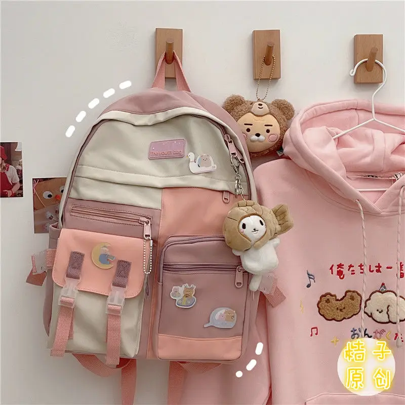 

Рюкзак для девушек и студентов колледжа, милый нейлоновый женский школьный ранец в стиле Харадзюку, Дамский милый рюкзак, модная сумка для значков и книг, трендовая Новинка