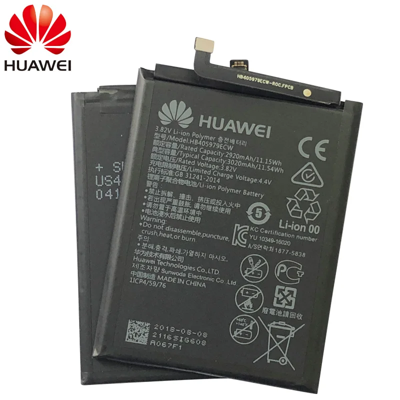 Оригинальный аккумулятор 3020 мАч HB405979ECW для Huawei Nova CAZ AL10 TL00 CAN L01 L02 L12 Enjoy 6S Honor 6C Y5 p9 lite