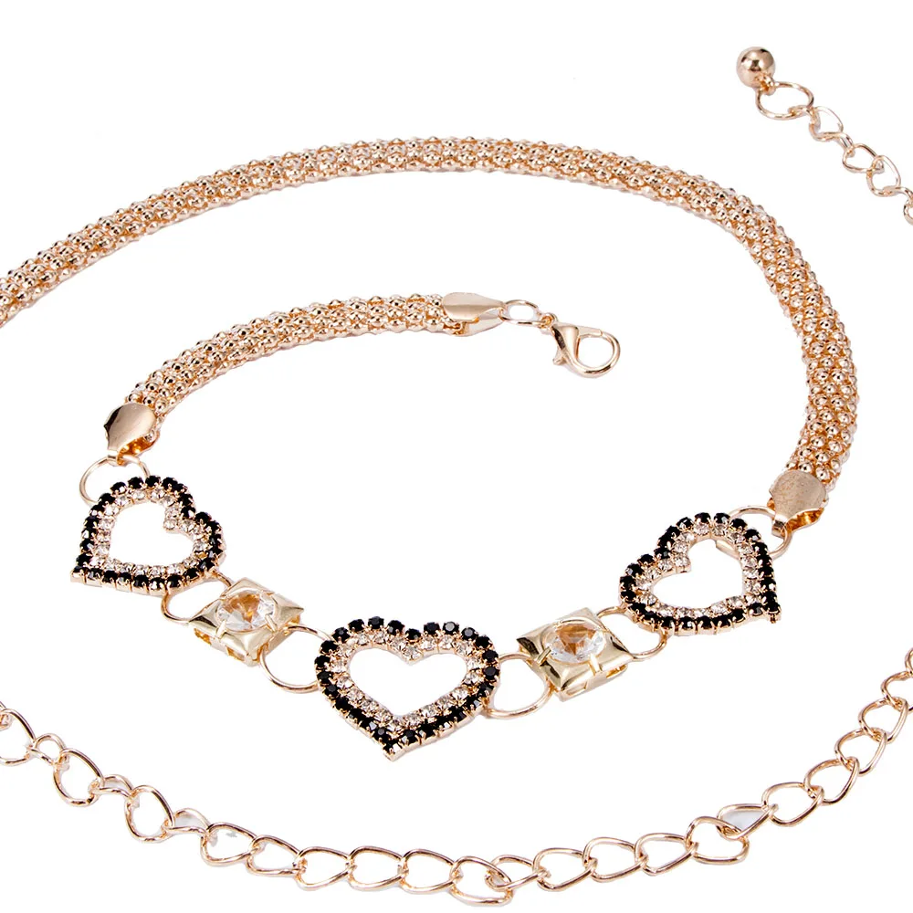 Модный длинный поясной ремень женский в форме сердца металлический серебристый