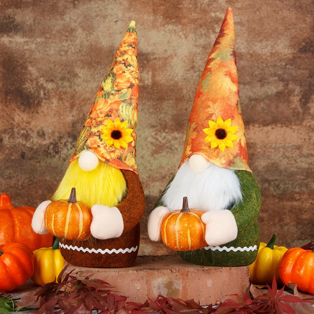 

1pc Faceless Doll Gnome Dolls Autumn Polyester Home Furnishings Plush Decoration For Desk/table/sofa/bookcase/shelf Decor