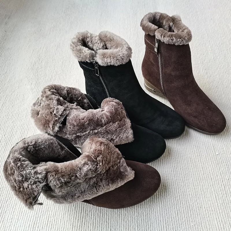 

Обувь VANGULL, зимние сапоги, женская обувь из овечьей замши, зимние сапоги с шерстяным мехом и плюшевой подкладкой, обувь из натуральной кожи, б...