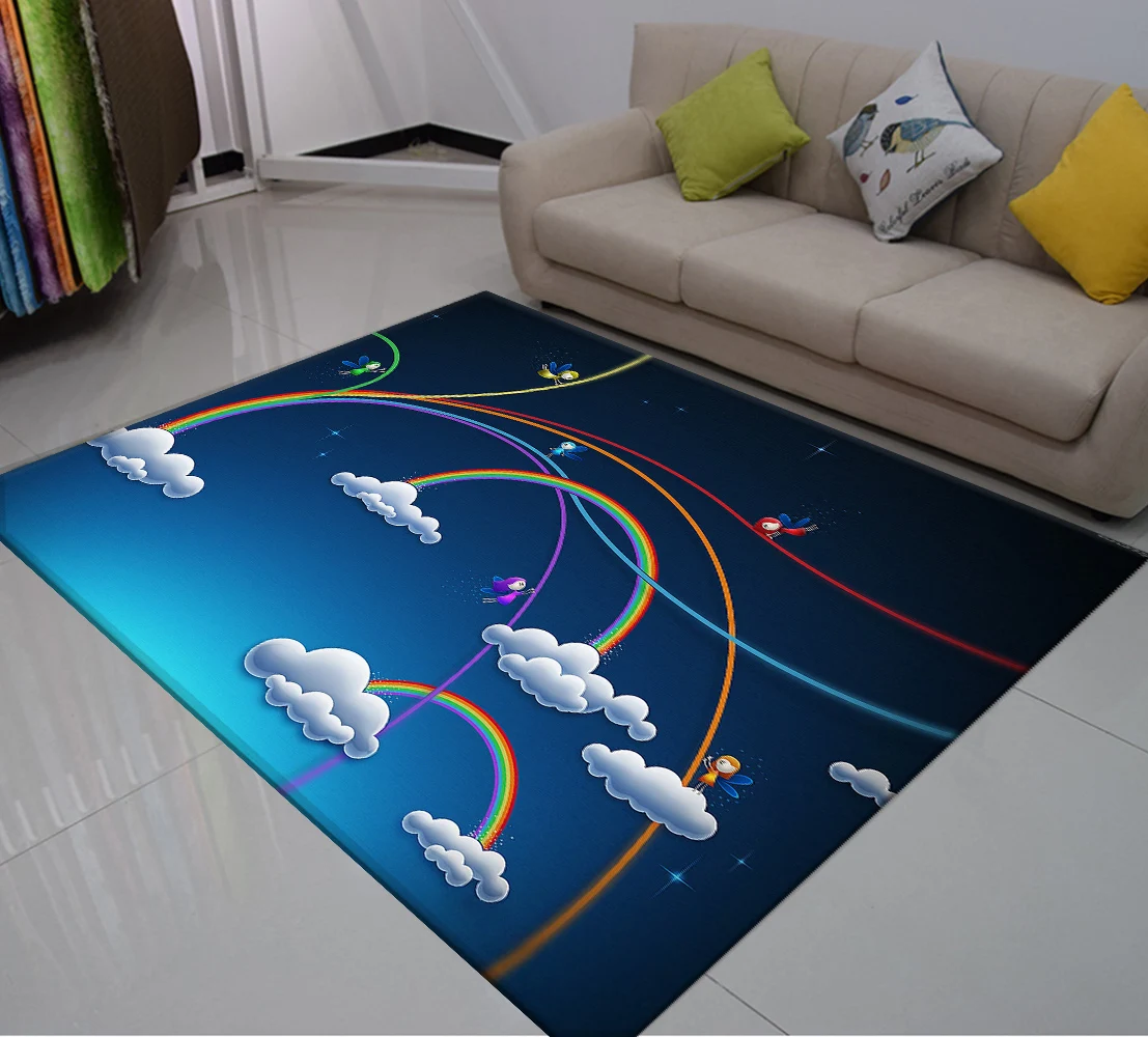 Rainbow Bedroom Area Rugs Cartoon Floor Mat Anti Slip Carpet Entrance Doormats Hallway Kitchen for Living Room Custom | Дом и сад