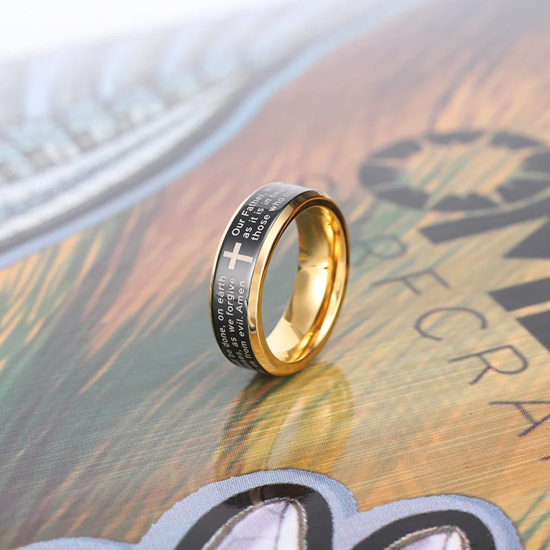 BUDROVKY Библии моды кольцо из нержавеющей стали с крестом в стиле хип-хоп Мужская