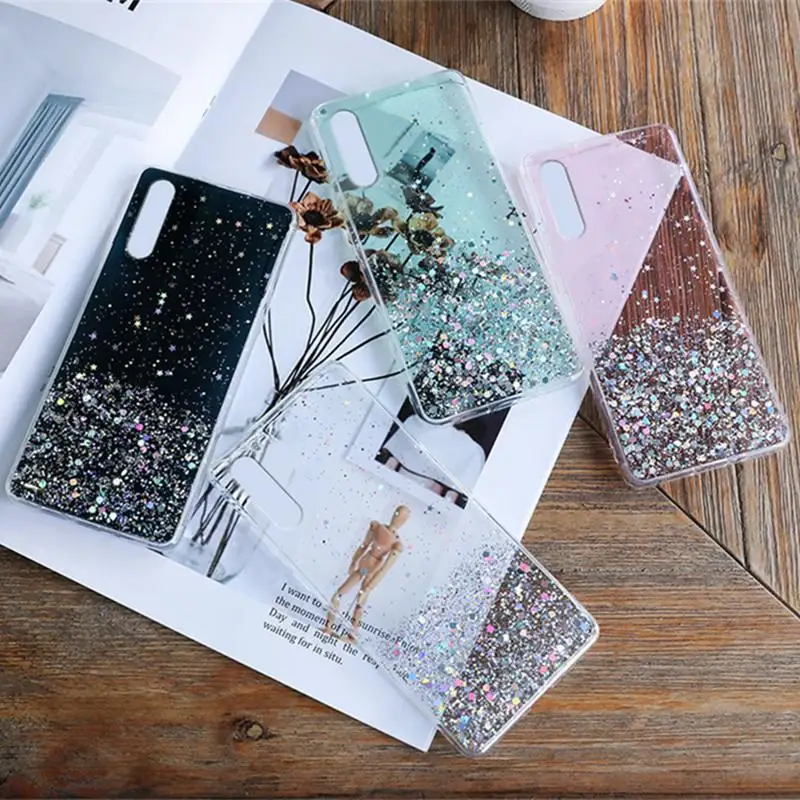 

Fashion Glitter Case For Samsung Galaxy A70 A50 A72 A30 A40 A30S A32 A21S A52 A20E A21 A42 A01 A10 Case Transparent Phone Cover