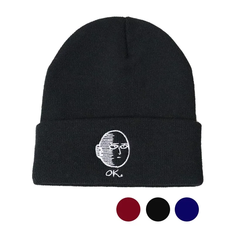 

Anime One Punch Man Saitama Beanie Cap for Women Men Casual Knitted Embroidery Hat Bonnet Hats boys girls
