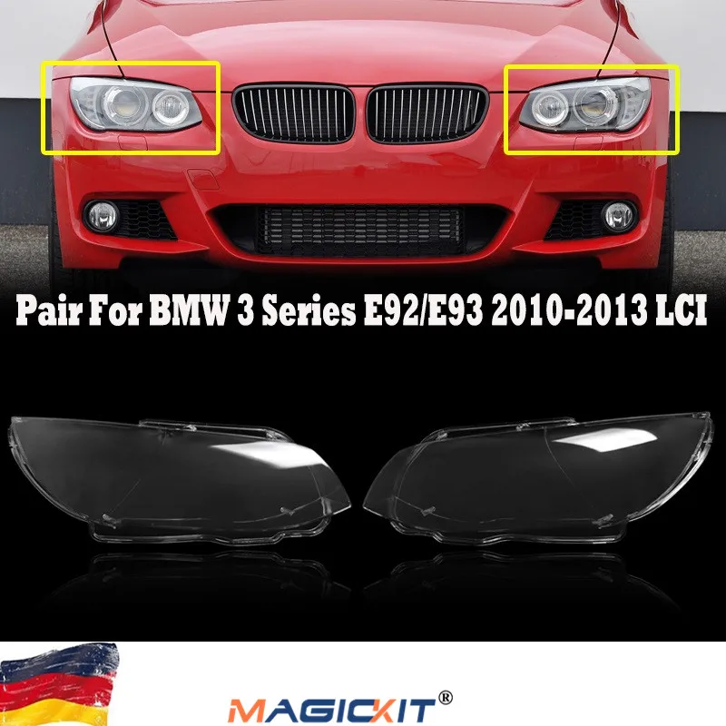 MagicKit For BMW E92 E93 10-13 LCI Left+Right Clear Headlight Headlamp Lens Cover Shells |