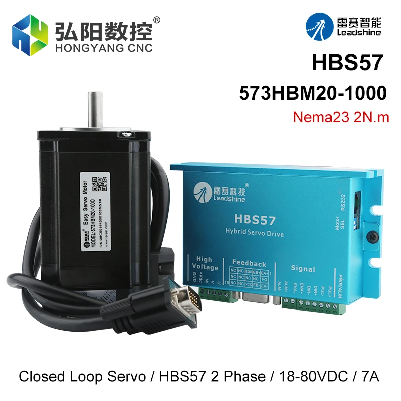 

NEMA23 Closed Loop Motor Hybrid Servo Drive HBS57 573HBM20-1000 High Speed Constant Torque 57 Motor Set With Encoder