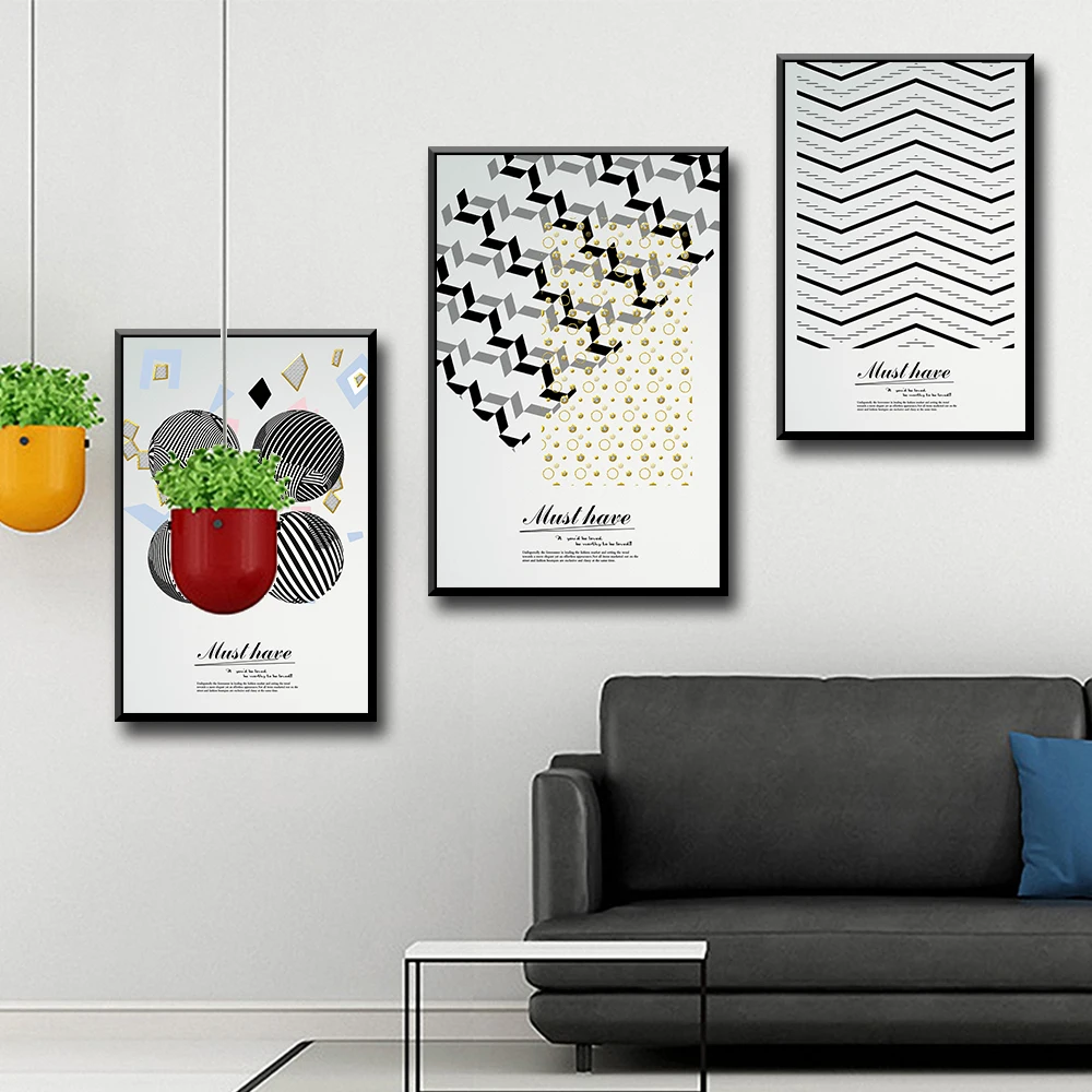 

Modern Minimalism Black Frame And White Stripe Canvas Painting Poster Wall Pictures Print For Room Decoration Poster Decoration