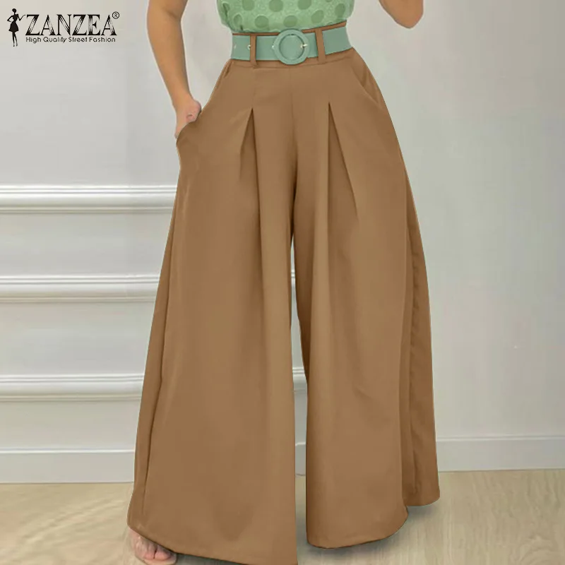 

Брюки ZANZEA Женские однотонные с широкими штанинами, Модные осенние штаны, стильные длинные повседневные офивечерние ные праздничные ретро б...