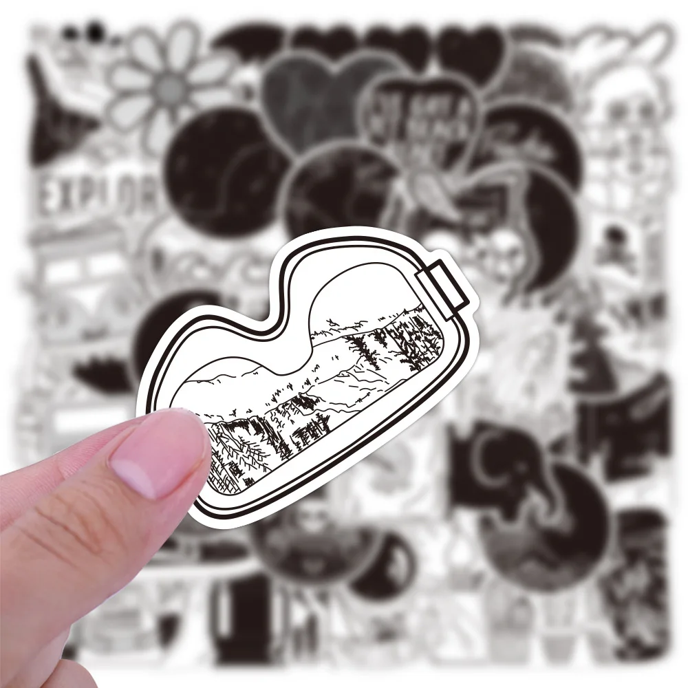 

50 New Black And White Graffiti Cool Dazzling Alternative Cute Waterproof Transferable Wow Stickers