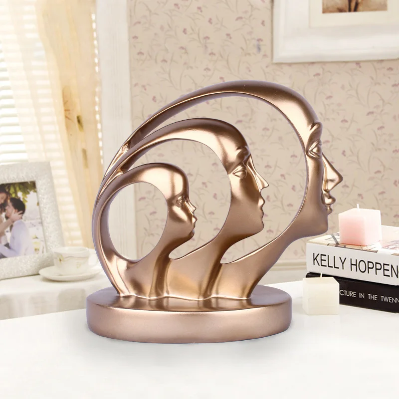 Скандинавская семейная Золотая полулицевая статуя минималистичный герой