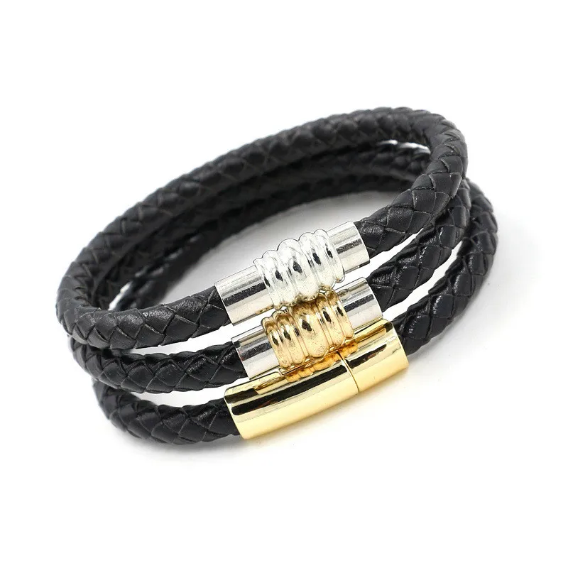 2019 модный мужской черный кожаный браслет Дружба Браслеты и браслеты Hombre подвеска