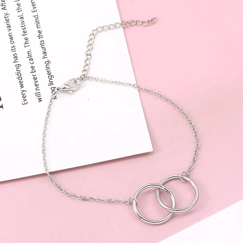 Simple Design Hollow Circle Round Bracelet Geometric Charm Link Chain Gold Silver Color Friendship Bracelets Trendy Jewelry Gift | Украшения